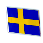 Наклейка Шведский флаг (Volvo) объемная полиуретановая (шильдик флаг Швеции, 4,5х5,5см)