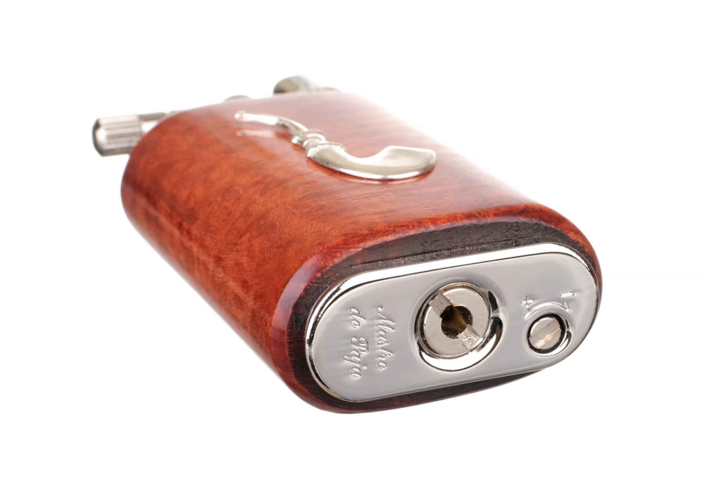 Зажигалка трубочная Mastro de Paja, серебро и бриар