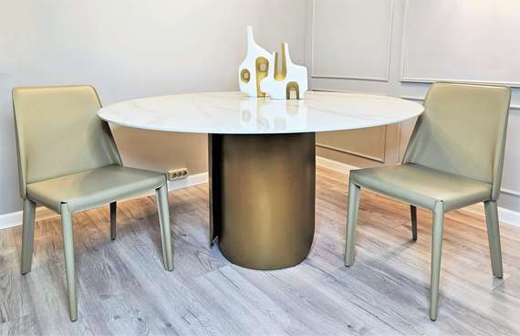 Стол Oscar, Ø150 см, белый керамогранит