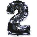 Шар фольгированный Цифра 2 101 см (Черный)