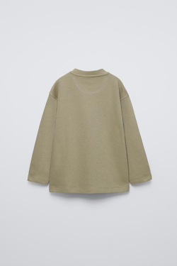 ZARA ЛОНГСЛИВ ИЗ РЕЛЬЕФНОЙ ТКАНИ С НАШИВКАМИ, РЫЖЕВАТО-КОРИЧНЕВЫ