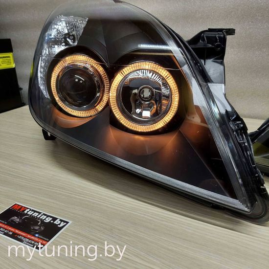 Передние фары Opel Vectra C angel eyes black