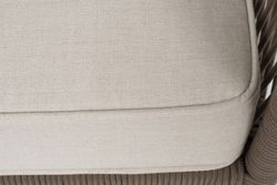 "Канны" диван 3-местный плетеный из роупа, каркас алюминий коричневый (RAL8016) муар, роуп коричневый круглый, ткань бежевая 15052