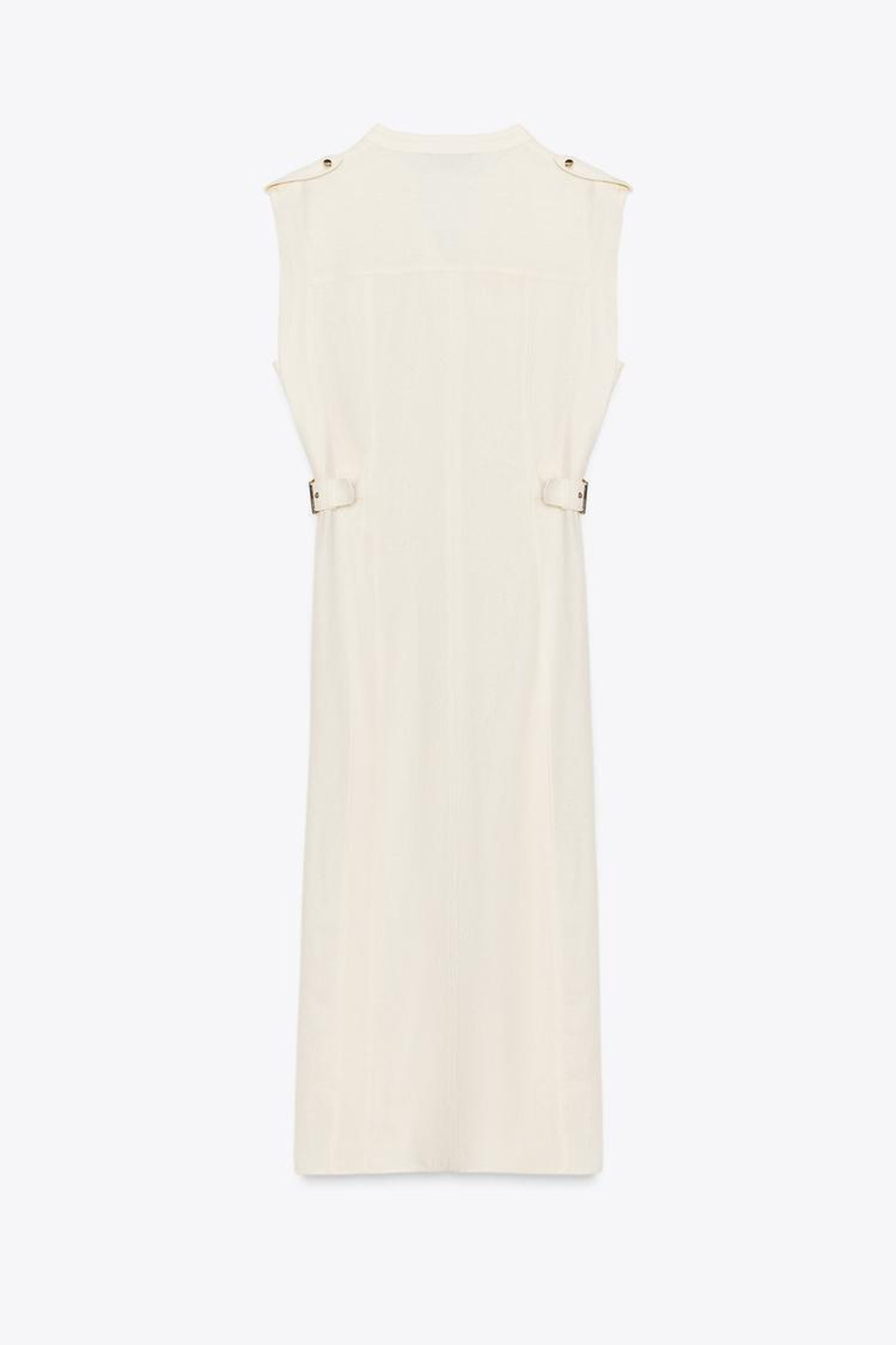 ZARA ПЛАТЬЕ-МИДИ СО ШЛЕВКАМИ ИЗ ЛЬНА, ЭКРЮ
