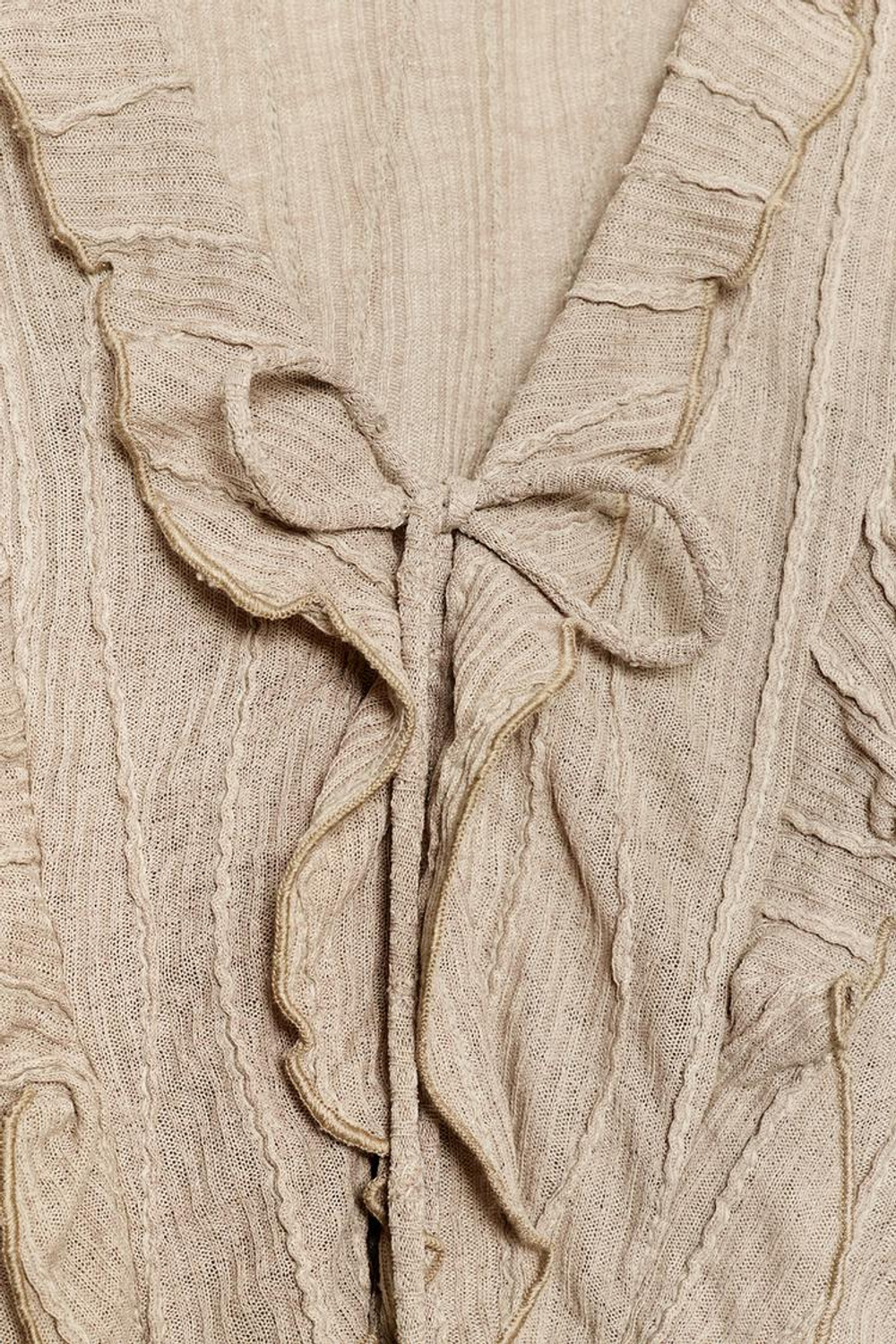 ZARA ТОП С ВОЛАНАМИ И ЗАВЯЗКАМИ, БЕЖЕВЫЙ