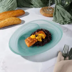 Салатник 800 мл 28*21 см h4,4 см овальный Green Sky матовое стекло P.L. Proff Cuisine [6]