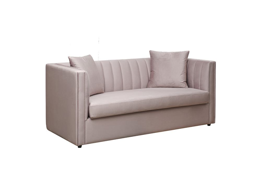 Диван велюровый двухместный Garda Decor Paolo раскладной бежевый