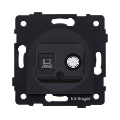Розетка двойная спутниковая SAT + RJ45 Cat.6, черный матовый Kollinger REA-022BM для Aspekt, Eleganz, Reflex