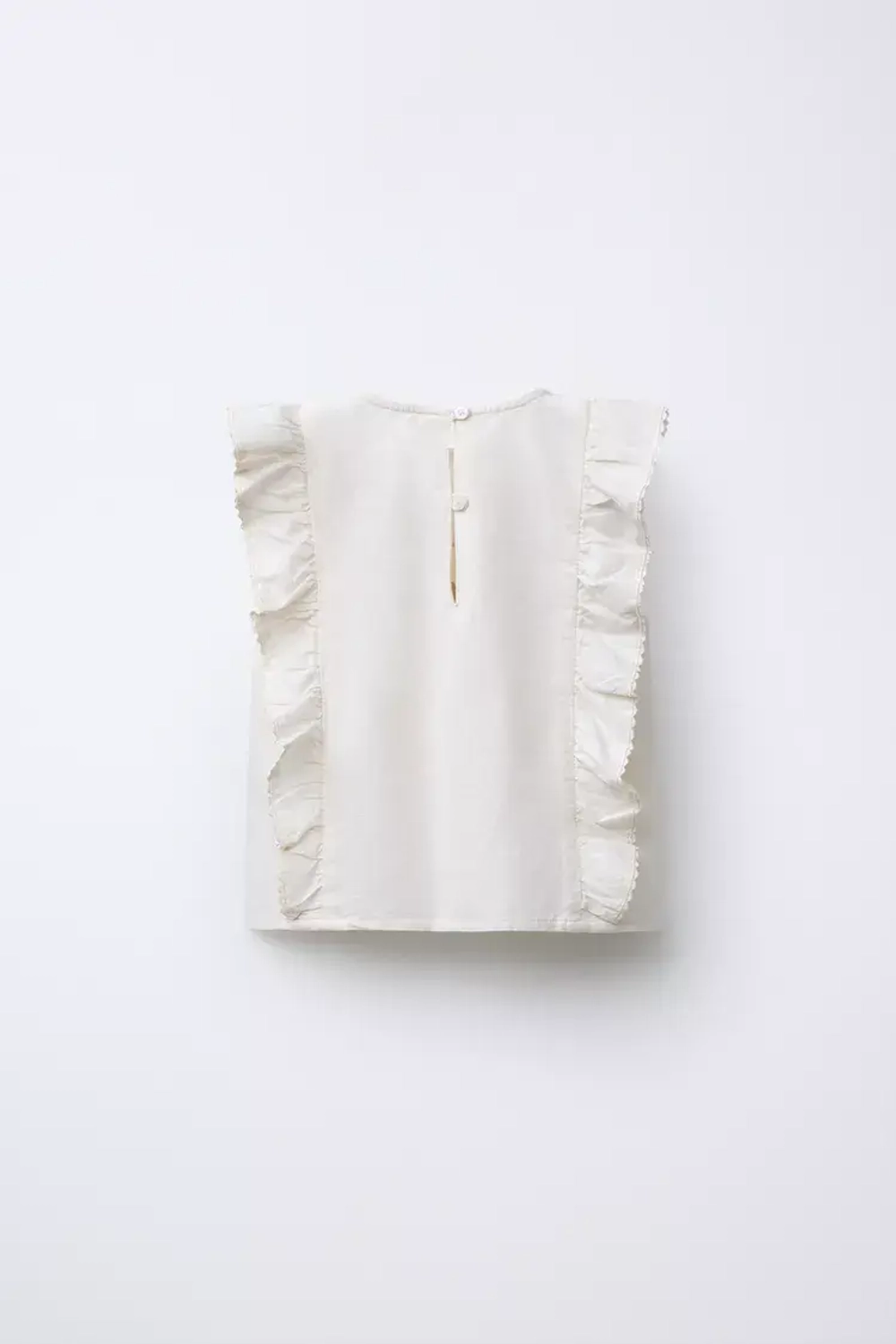 ZARA ТОП ИЗ СМЕСОВОГО ЛЬНА С ЦВЕТОЧНОЙ ВЫШИВКОЙ, ЭКРЮ