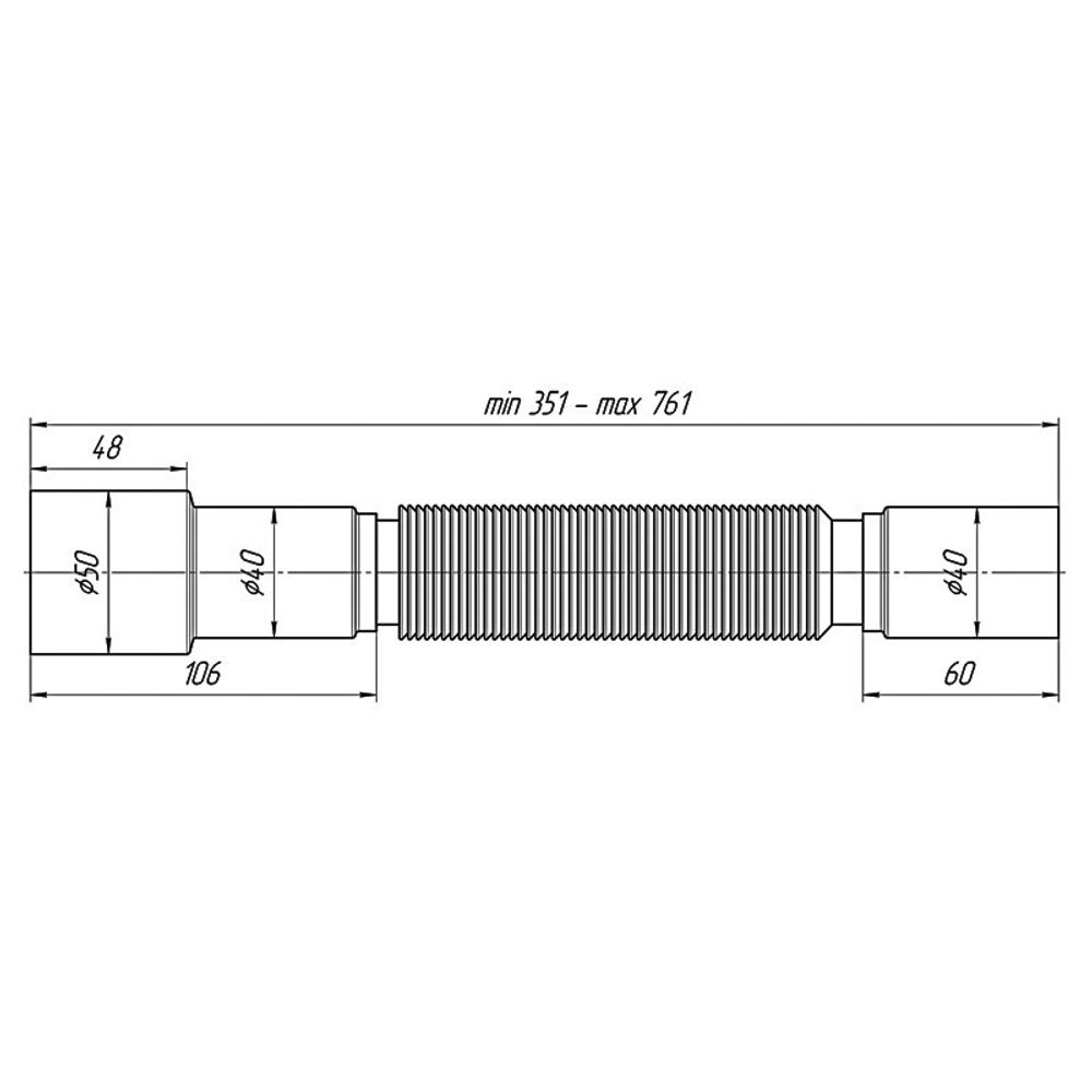 Гибкая труба АНИ K406 40-40/50, длина 351-761 мм