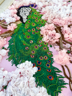 С-12 Набор для вышивания хрустальными камнями Павлин на цветущей сакуре