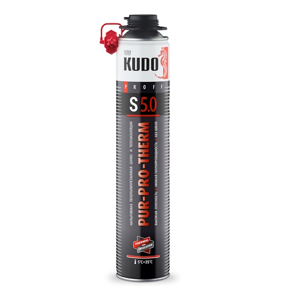 Утеплитель НАПЫЛЯЕМЫЙ  KUDO PROFF высокой плотности PUR-O-THERM S 5.0  1000мл / KUPPTER10S5.0
