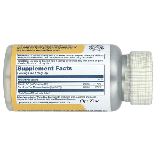 Solaray, OptiZinc, 30 мг, 60 растительных капсул