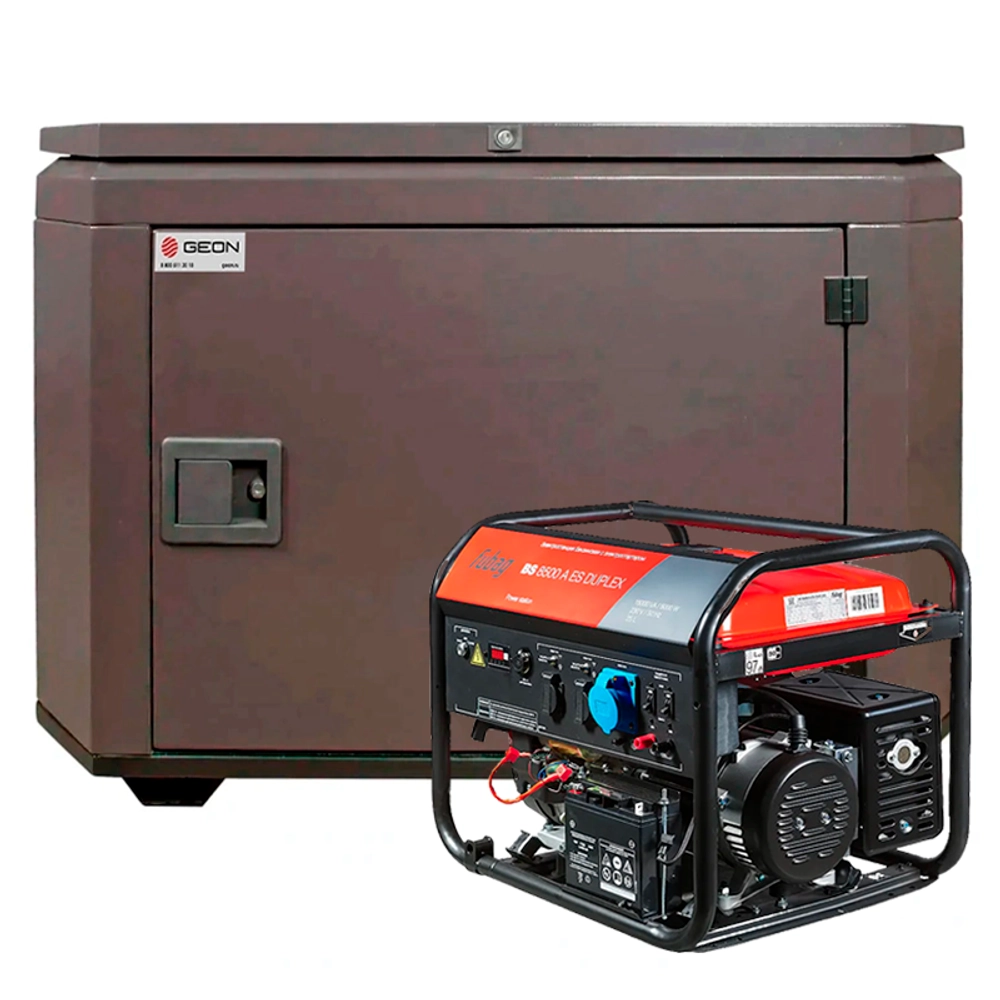 Генератор бензиновый FUBAG BS 8500 A ES DUPLEX с кожухом Geon 1200 RAL 8019