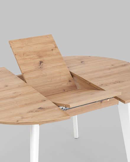 Стол Rondo 100-135*100 дуб/белый