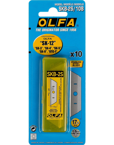 OLFA SK-12, 10 шт, 17.5 мм, из нержавеющей стали, трапециевидное лезвие (OL-SKB-2S/10B)