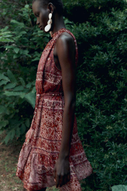 ZARA МИНИ-ПЛАТЬЕ В СТИЛЕ ПЭЧВОРК С ПРИНТОМ И ПОЯСОМ, ЦВЕТ ФУКСИИ