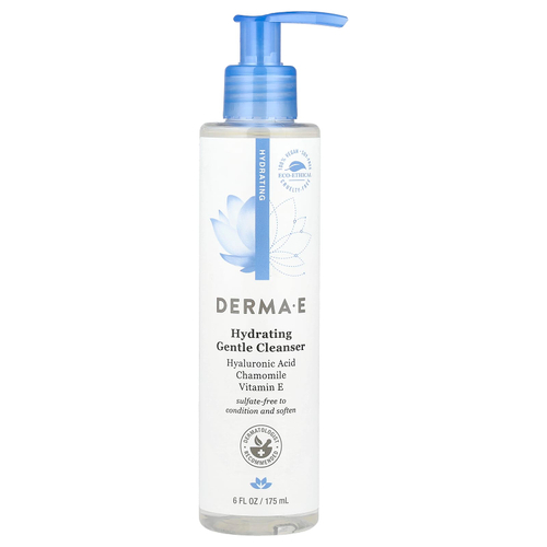 DERMA E, увлажняющее нежное очищающее средство, с гиалуроновой кислотой, 175 мл (6 жидк. унций)