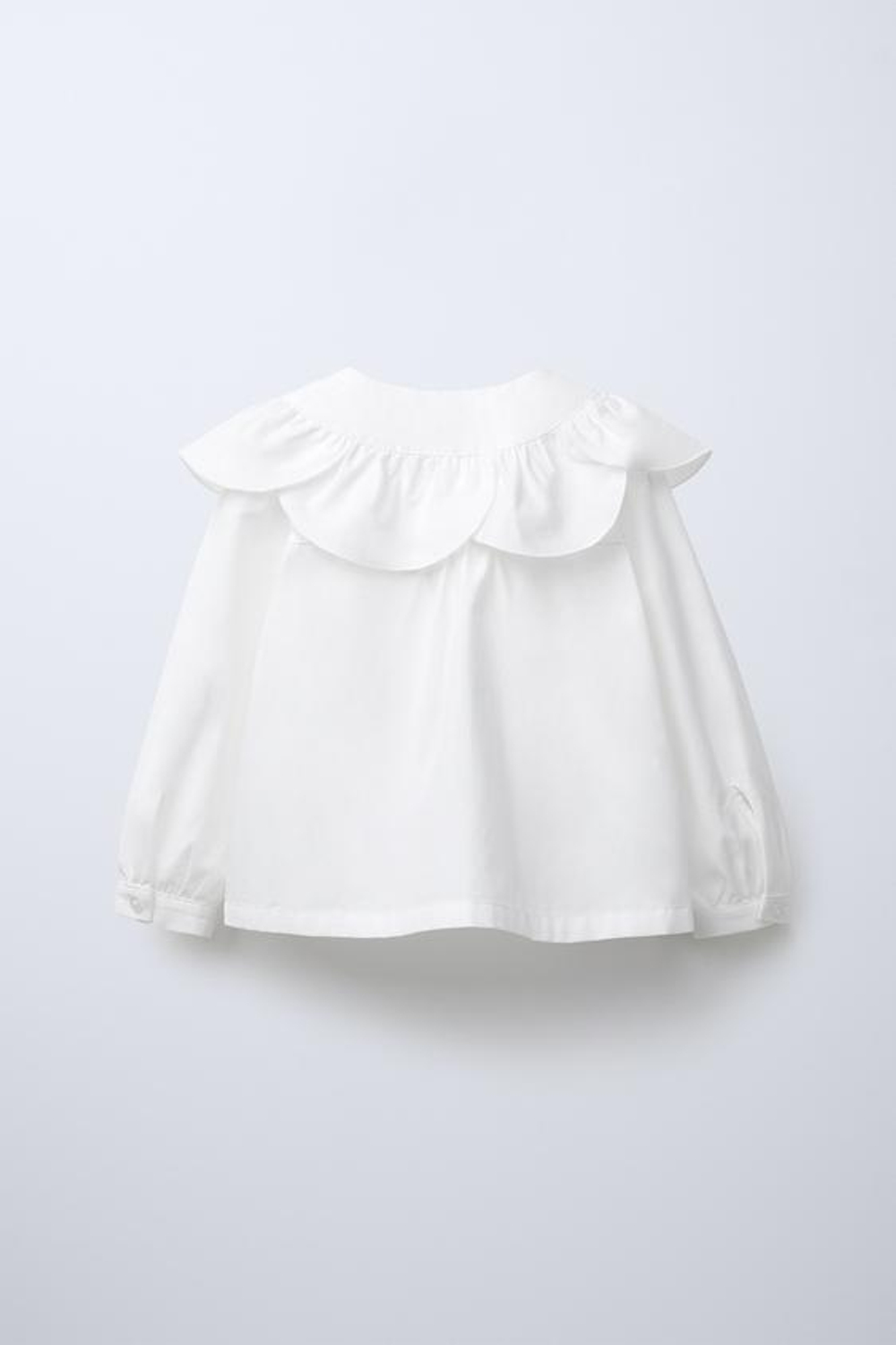 ZARA РУБАШКА ИЗ ПОПЛИНА С ВОРОТНИКОМ, БЕЛЫЙ