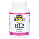 Natural Factors, витамин B12, 1000 мкг, 60 таблеток