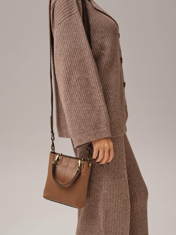 Сумка кожаная кросс-боди Deboro 30347 светлый орех