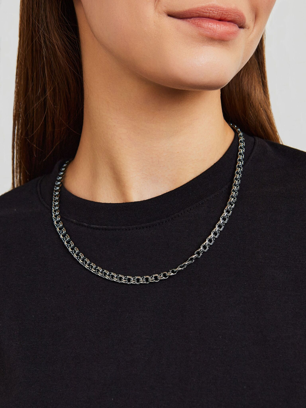 Silver Moon Цепочка Бисмарк серебряная черненая, ширина 6,5 мм