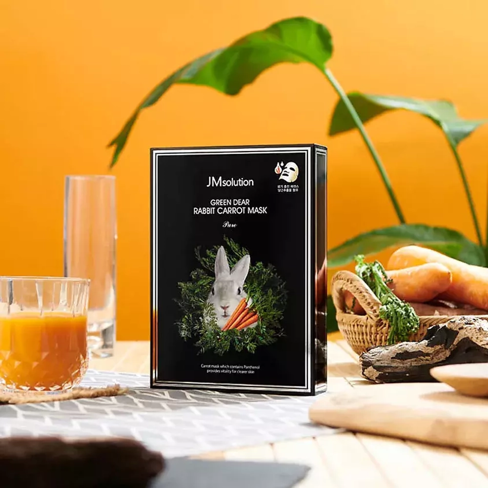 JMsolution Маска тканевая для лица с экстрактом моркови - Green dear rabbit carrot mask pure, 30мл