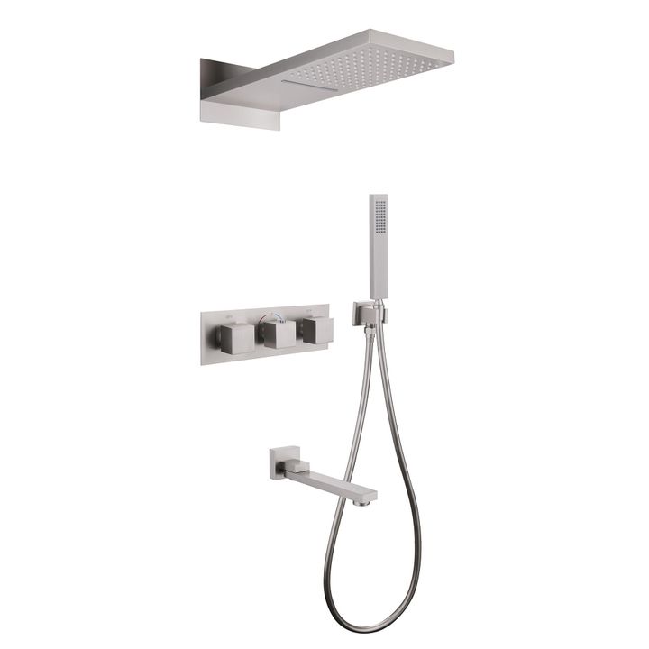 Душевая система ABBER Daheim AF8253SP скрытого монтажа с изливом, термостат, хром