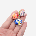 Бусина в форме рыбы, 20,3*17мм, зелено-розовая, глазурированный фарфор