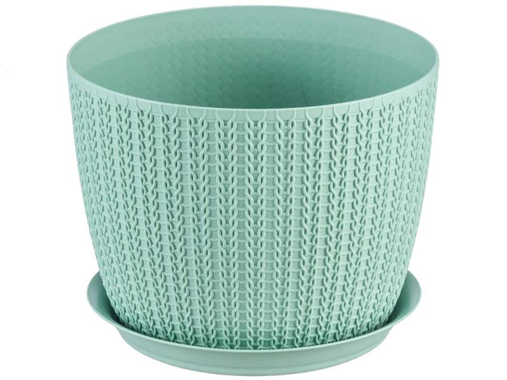 Кашпо Вязание 2,8л d180мм с поддоном, фисташковый