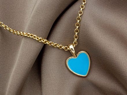 Подвеска Сердце с эмалью (ярко-голубая)