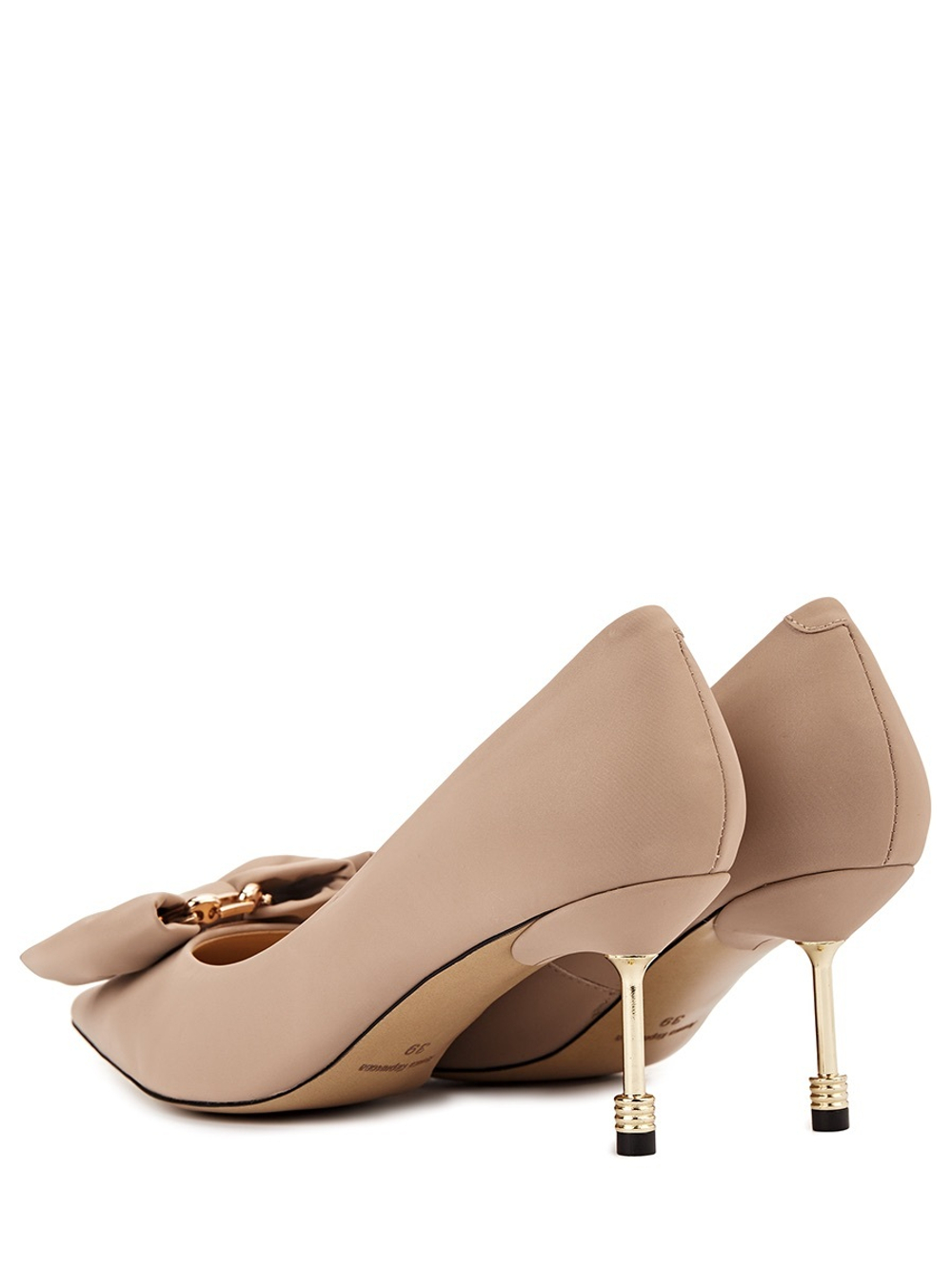 Женские туфли замшевые бежевые с бантом и цепью