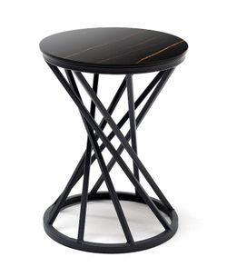 "Сантьяго" журнальный стол из HPL круглый Ø40 H55, каркас из стали темно-серый (RAL 7024), цвет столешницы "черный мрамор"