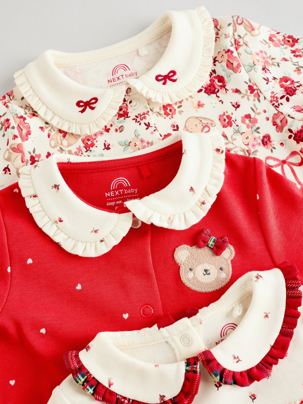 Комбинезон / Cлип для малышей Next F34-057, 3 шт., Красный, Молочный