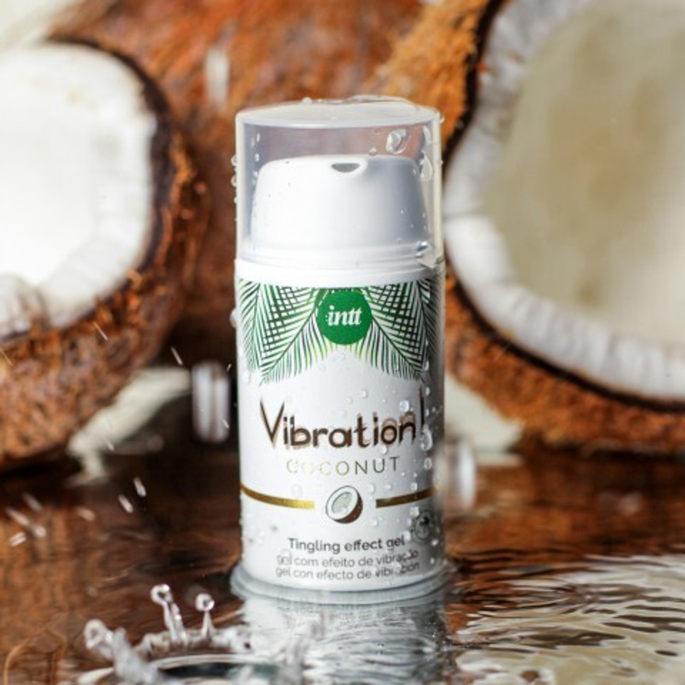 Intt Vibration Coconut - Веганский жидкий интимный гель с эффектом вибрации Кокос, 15 мл