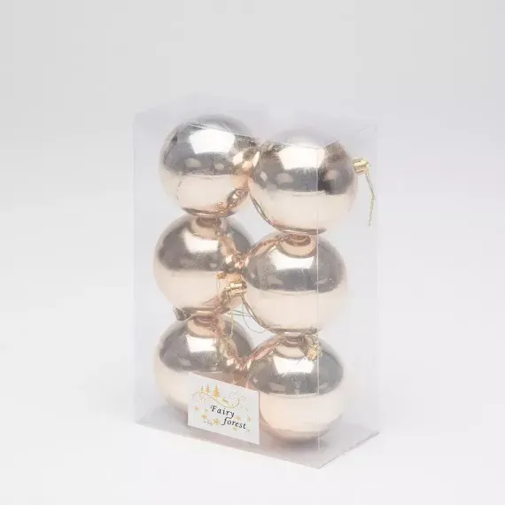 Набор пластиковых шаров Анет 80 мм., жемчужный глянцевый, 6 шт., ЕлкиТорг (150332)