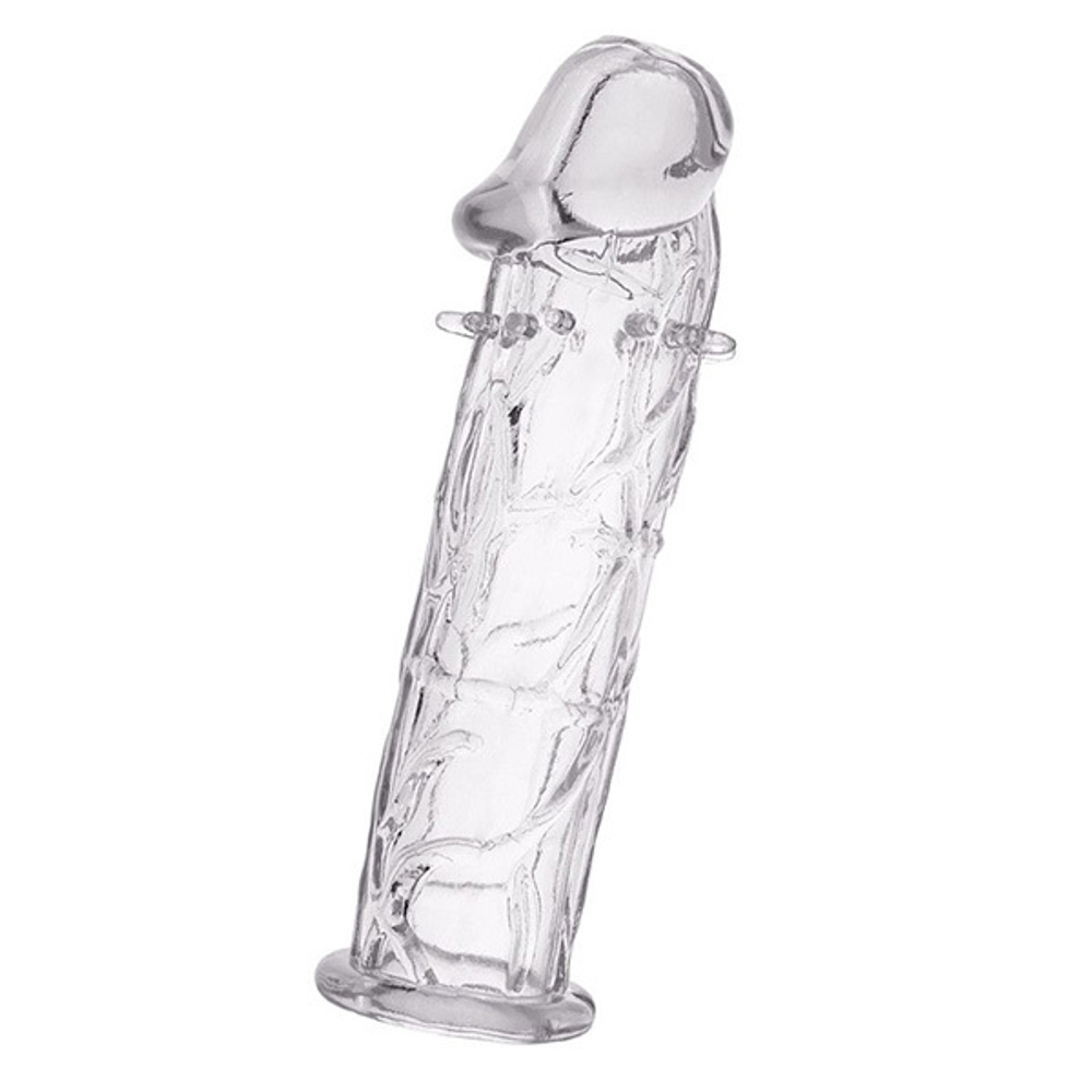 Гладкая прозрачная насадка 12,5см с усиками под головкой ToyFa Basic 818032-1