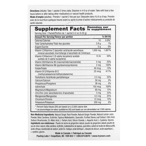 Ener-C, смесь для приготовления напитка с витамином C, без сахара, лимон и имбирь, 1000 мг, 30 пакетиков