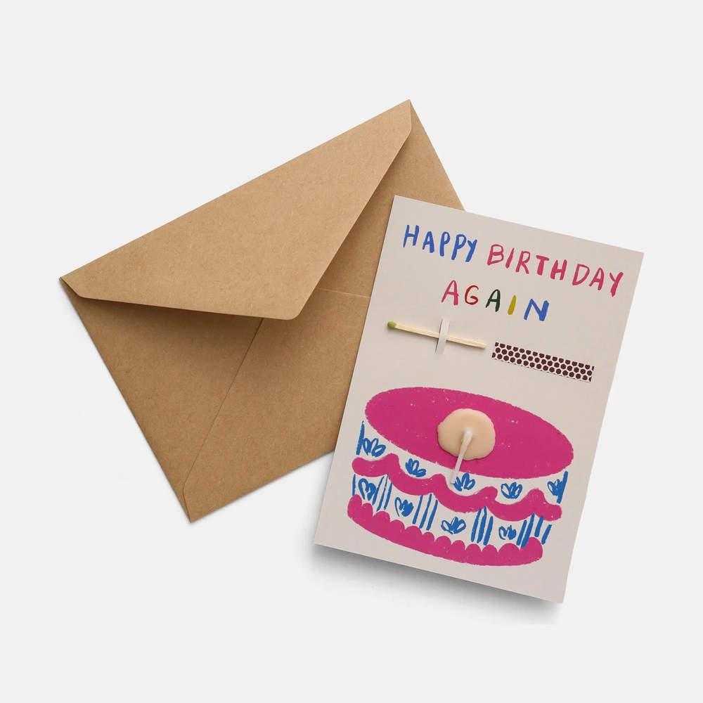 открытка-свечка «happy birthday again»