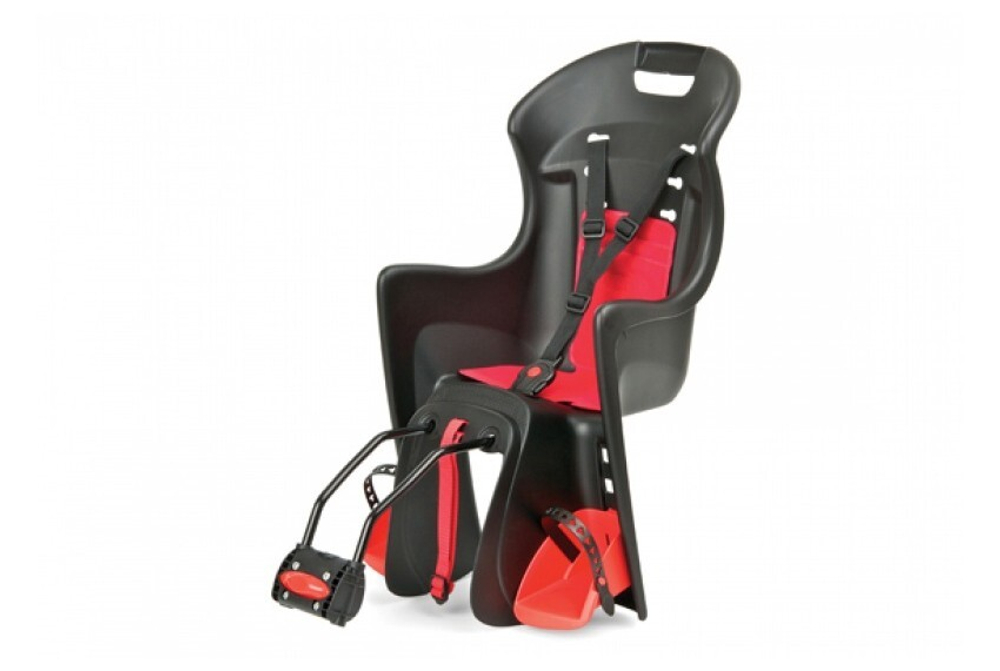 Детское кресло заднее Polisport BOODIE FF крепление на подседельную трубу, black/red