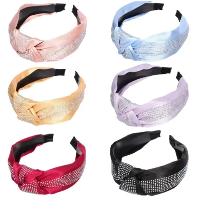 Ободок для волос «ЛАФАНТАЛЬ», эйфория, стразы, ширина 4см, микс 6 цветов (стикер на внутр. часть)