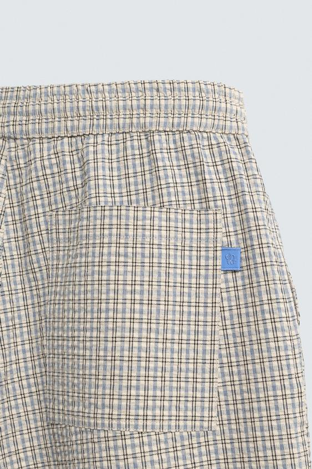 ZARA ШОРТЫ ИЗ РЕЛЬЕФНОЙ ТКАНИ В КЛЕТКУ, НЕБЕСНО-ГОЛУБОЙ
