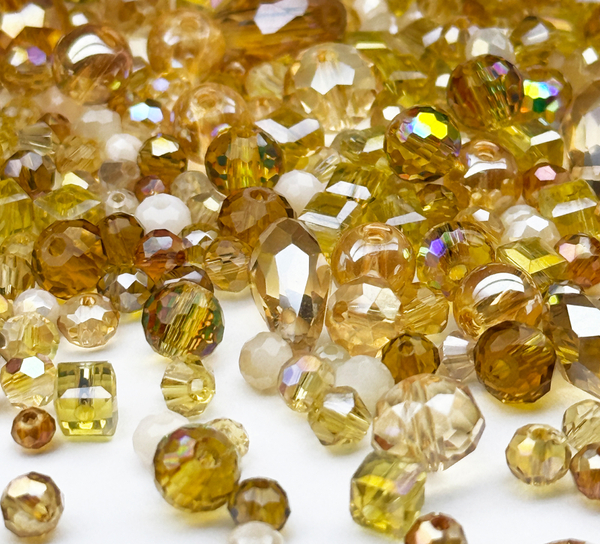 МБ-13 Хрустальные бусины, форма: МИКС, цвет: Шампань, 25 гр.