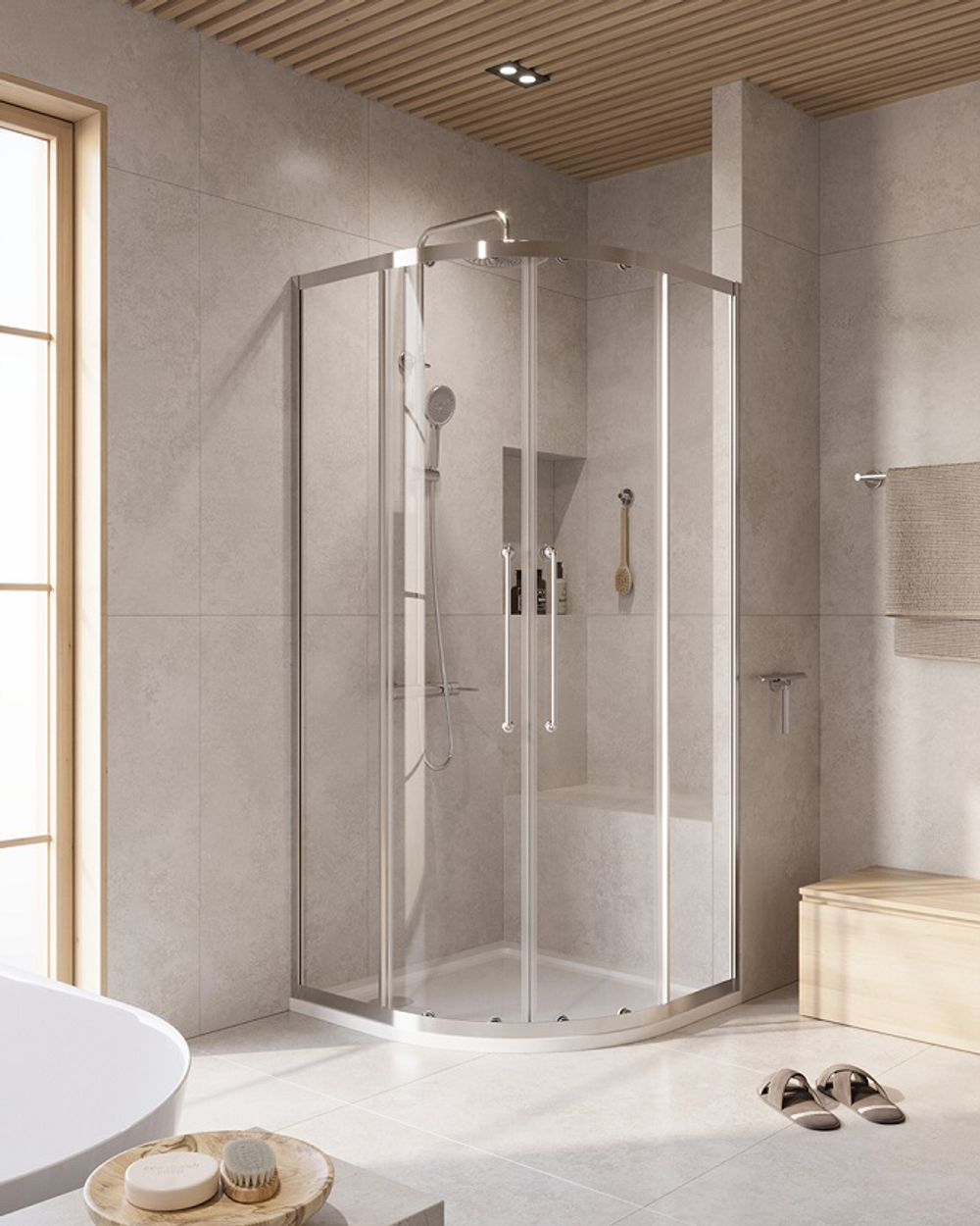 Душевой уголок Cezares RELAX-304-R-2-90-C-CR, 90х90х200, профиль хром, стекло прозрачное