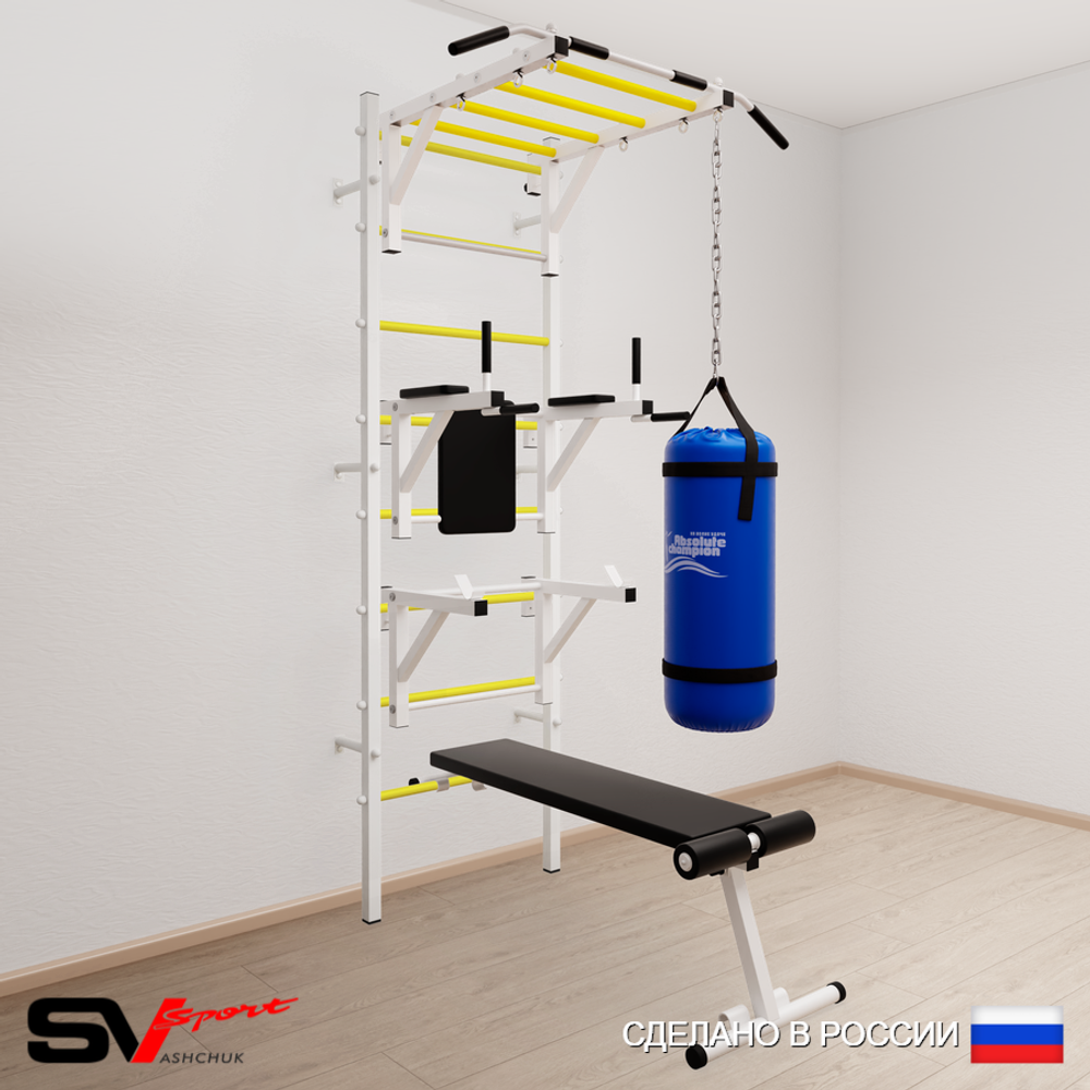 Шведская стенка Sv Sport 5263 (Турник рукоход/Брусья/Стойка/Скамья/Цепь/Мешок 30кг)