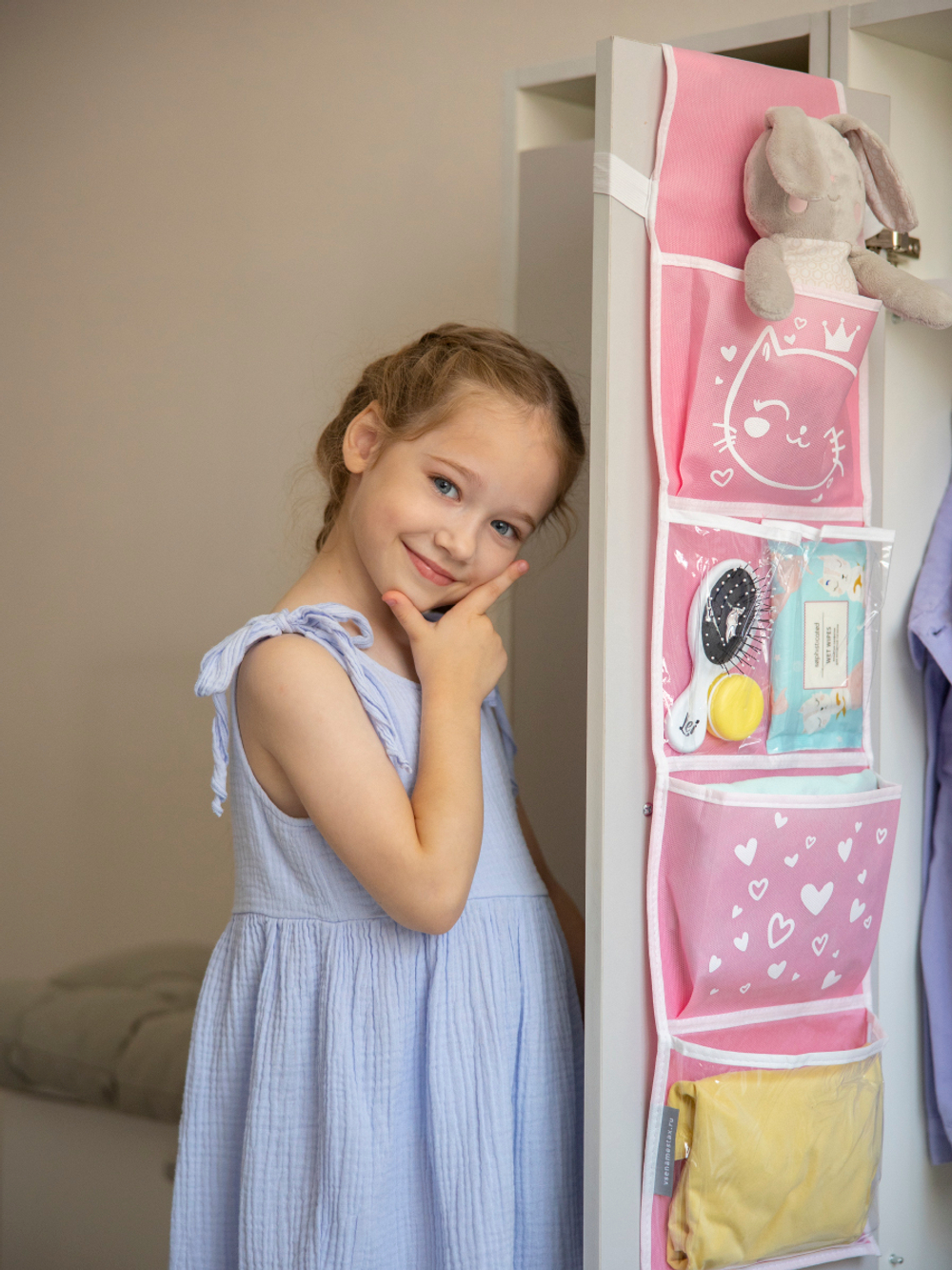 Кармашки для детского сада на резинке. Сердечки