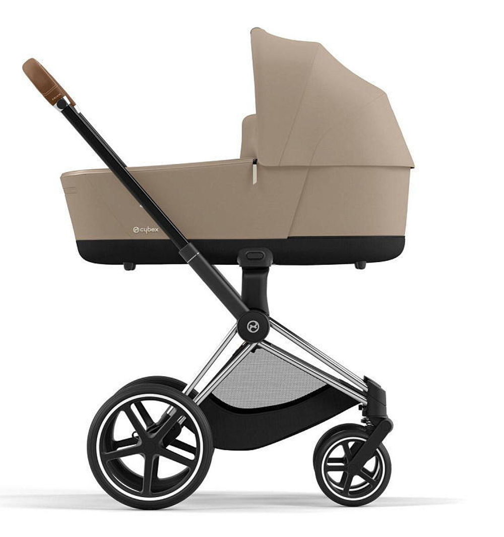 Коляска 3 в 1 Cybex Priam IV Chrome Brown complete и автокресло Cloud T i-Size Platinum White Plus Cozy Beige