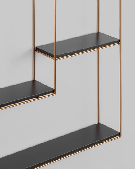 Полка Square золотая черный мрамор