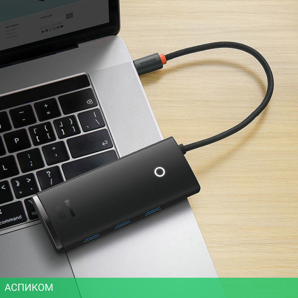 USB-хаб Baseus Lite Series Black (WKQX030301)