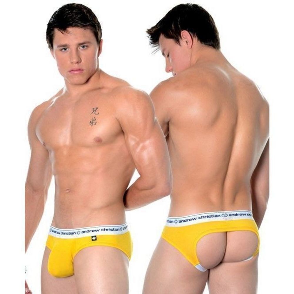 Мужские трусы джоки желтые Andrew Christian   AC21